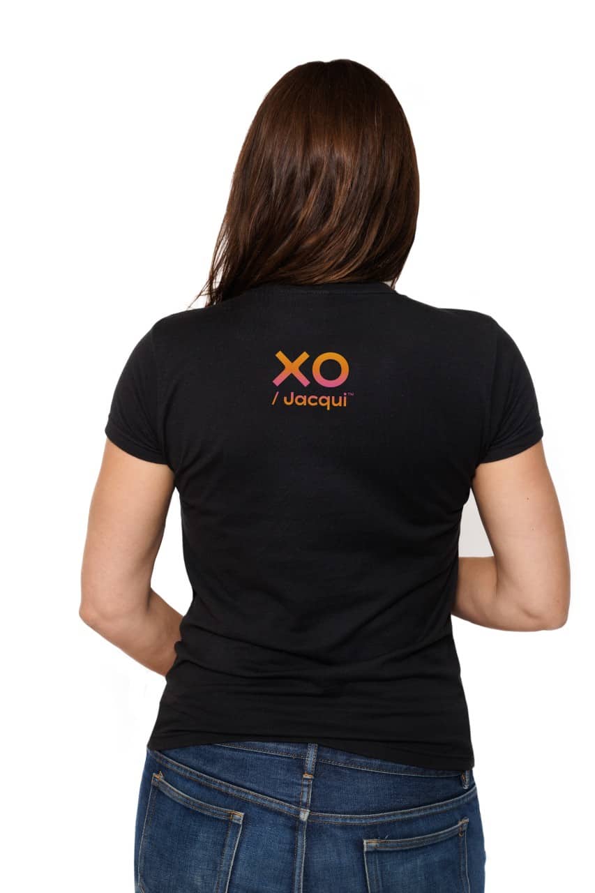 Menopositive Merch | XO Black T-Shirt - XO Jacqui